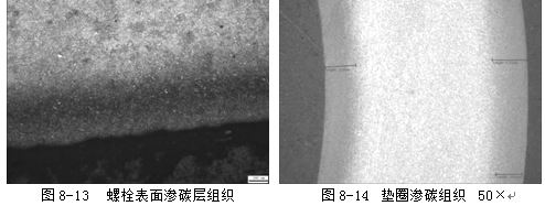 墊圈因硬度低進行滲碳處理，滲碳處理后的滲碳組織見圖