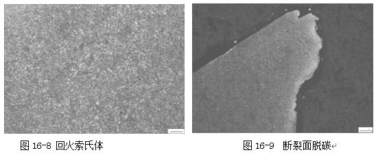 圖16-8 回火索氏體 圖16-9 斷裂面脫碳