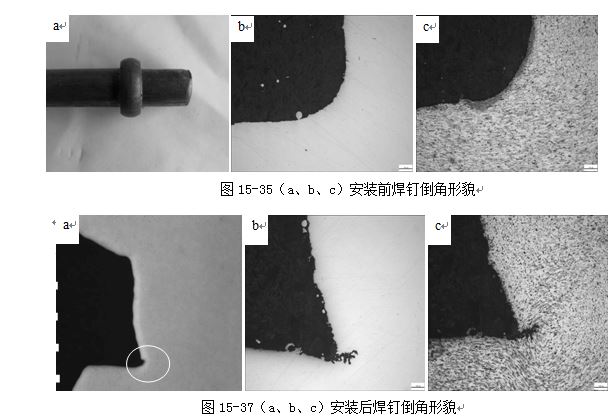 圖15-37（a、b、c）安裝后焊釘?shù)菇切蚊? /> 
</p>
<p style=